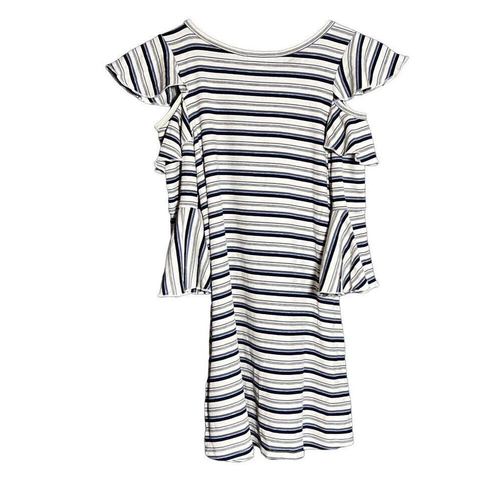 Truly me by SaraSara Girls Striped Cold Shoulder Dress youth 10 New